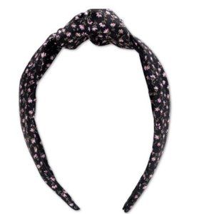 TwelveNYC Black Floral Top Knot Hard Headband